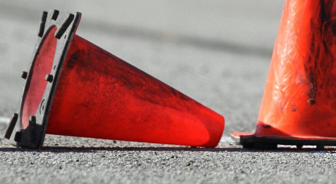 orange dirty traffic cones